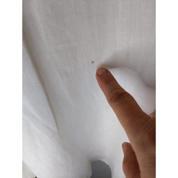 FLAX White Linen Button Down Shirt Size Medium Oversized Vintage Boho Natural - Picture 6 of 14